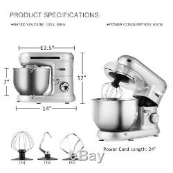 VIVOHOME Electric 6-Speed Stand Mixer Tilt-Head Stainless Steel Bowl 650W Silver