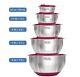 Viking 10-piece Stainless Steel Mixing Bowl Set Prep And Serving Bowl Set, Red