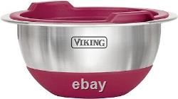 Viking 10-Piece Stainless Steel Mixing Bowl Set Prep and Serving Bowl Set, Red