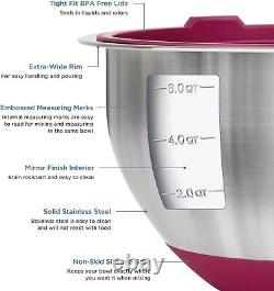 Viking 10-Piece Stainless Steel Mixing Bowl Set Prep and Serving Bowl Set, Red