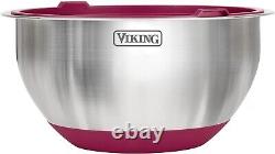 Viking 10-Piece Stainless Steel Mixing Bowl Set Prep and Serving Bowl Set, Red