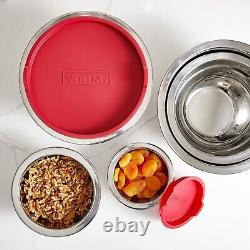 Viking 10-Piece Stainless Steel Mixing Bowl Set Prep and Serving Bowl Set, Red