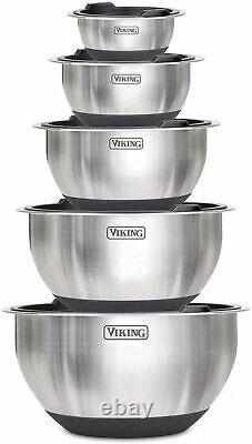 Viking 10-Piece Stainless Steel Mixing, Prep and Serving Bowl Set, Black