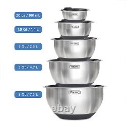 Viking 10-Piece Stainless Steel Mixing Prep and Serving Bowl Set Black