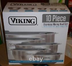 Viking 10-Piece Stainless Steel Mixing, Prep and Serving Bowl Set, NIB, Gray