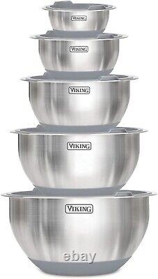 Viking 10-Piece Stainless Steel Mixing, Prep and Serving Bowl Set, NIB, Gray