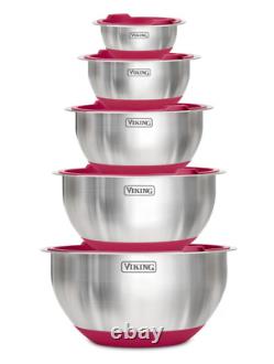 Viking 10-Piece Stainless Steel Mixing, Prep and Serving Bowl Set, Red