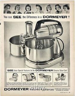 Vintage 1950's Dormeyer Mixer Silver Power Chef Model 4300 Works! 2 Excellent