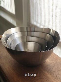 Vintage Mid Century Stelton Stainless Nesting Bowls 4 Denmark Holmblad Jacobsen