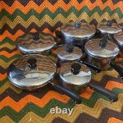 Vintage Revere Ware Copper Bottom Steel Pots & Pans WithLids 21 Piece + Mix Bowls