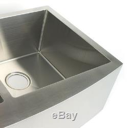 Volfen 36 Stainless Steel Farmhouse Apron Sink Double Bowl + Free Strainer