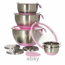 Wolfgang Puck 13-Piece Stainless Steel Mixing Bowl Set Pink