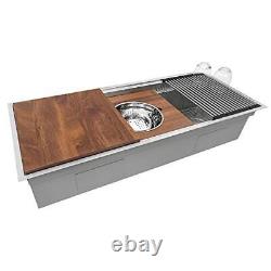 Wood Platform With Mixing Bowl And Colander complete Set For Workstation Sinks