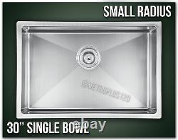 30 Single Bowl Undermount 16 Gauge Stainless Steel Kitchen Sink Small Radius