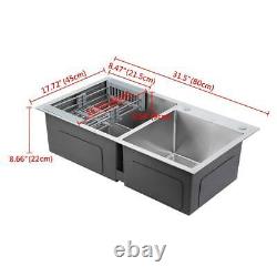 304 Évier À Double Bol En Acier Inoxydable Squre Kitchen Wash Basin Top/undermount