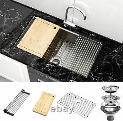 32 Pouces Undermount Workstation Kitchen Sink 16 Gauge Single Bowl En Acier Inoxydable