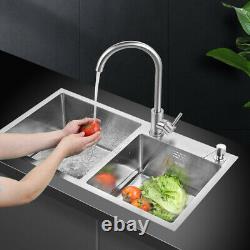 33 X 18 X 9 Acier Inoxydable Double Bowl 16 Gauge Kitchen Sink Topmount Nouveau