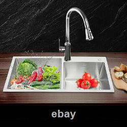 33 X 18 X 9 Acier Inoxydable Double Bowl 16 Gauge Kitchen Sink Topmount Nouveau