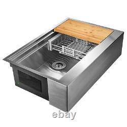 33 X 20 X 9 Tablier Farmhouse Handmade Stainless Steel Single Bowl Kitchen Sink
