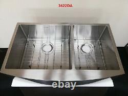 36 Stainless Steel Kitchen Farm Sink Curved Front Dual Bowl