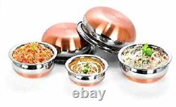5 bols de cuisine / Handi en acier inoxydable avec fond en cuivre pour servir en cuisine