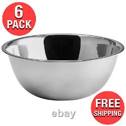 (6-Pack) Bol de mélange en acier inoxydable commercial standard lourd de 5 Qt 26Gauge