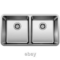 Blanco Formera 442768 Évier Double Égal en Acier Inoxydable 33x18 à Encastrer