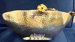 Bol de service ovale en argent de Michael Aram avec des branches et une orchidée dorée