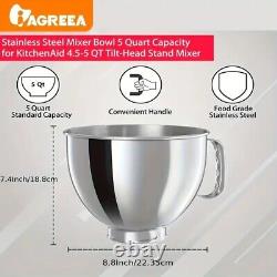 Bol en acier inoxydable Kitchen Aid, bol en acier inoxydable pour mélangeur 4,5 et 5 quarts