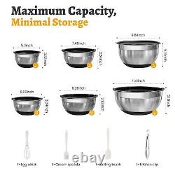 Bols de mélange en acier inoxydable ROYDX avec couvercles hermétiques sans BPA et 3 râpes Atta