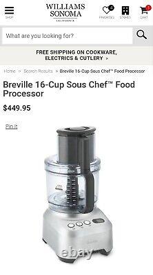 Breville Sous Chef 16 Cup Pro Processeur Alimentaire Neuf! Commerce De Détail Pour 449,95 $
