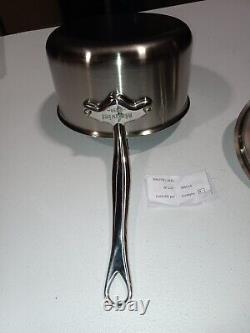 Casserole Mauviel M'Cook 2,6 mm avec couvercle et poignées en acier inoxydable coulé, 2,6 litres