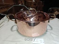 Casserole en cuivre Mauviel M'150B de 1,5 mm avec couvercle et poignées en laiton, 6,3 litres