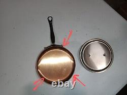Casserole en cuivre Mauviel M'150S de 1,5 mm avec couvercle et poignée en acier inoxydable moulé, 0,9 litre