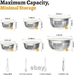 Ensemble de bols mélangeurs en acier inoxydable ROYDX, ensemble de 19 bols emboîtables avec 3 râpes A