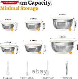 Ensemble de bols mélangeurs en acier inoxydable ROYDX, ensemble de bols emboîtables de 19 pièces avec 3 râpes A