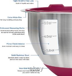 Ensemble de bols mélangeurs en acier inoxydable culinaire, 10 pièces, base en silicone antidérapante, incl.