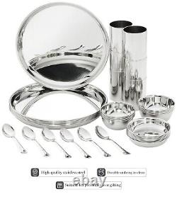 Ensemble de dîner en acier inoxydable finition miroir - Lot de 36