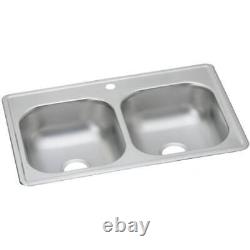 Évier à double bac égal en acier inoxydable Dayton DSE233191 33 x 19 x 8, à montage supérieur