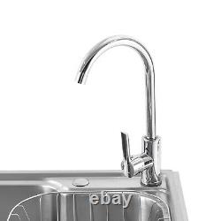 Évier à main en acier inoxydable à bol unique commercial avec vasque autonome + robinet
