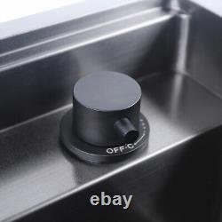 Évier carré de cuisine caché avec un seul bac, évier avec robinet pliable en acier inoxydable.