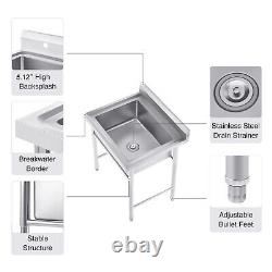 Évier commercial en acier inoxydable avec bassin de lavage de vaisselle + égouttoir de 50x50 cm.