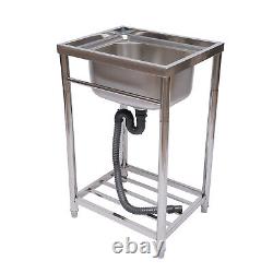 Évier commercial en acier inoxydable évier de cuisine 1 compartiment évier à bassin avec un seul bol