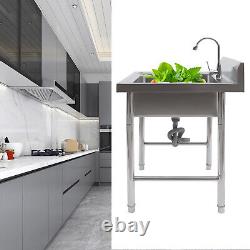 Évier de cuisine autonome en acier inoxydable pour lavage de vaisselle pour la restauration et l'évier commercial.