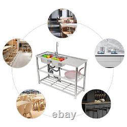 Évier de cuisine commercial autonome en acier inoxydable à double cuve pour restaurant