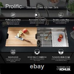 Évier de cuisine en acier inoxydable à cuve simple KOHLER Prolific Workstation K-23650-NA