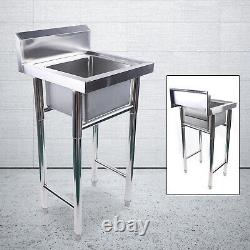 Évier de cuisine en acier inoxydable de restauration commercial de 5050 cm avec table de lavage simple bac.