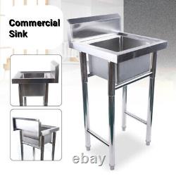 Évier de cuisine en acier inoxydable de restauration commercial de 5050 cm avec table de lavage simple bac.