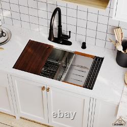 Évier de cuisine en acier inoxydable sous plan de travail double bol de 33 pouces en acier inoxydable de 16 gauge