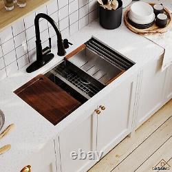 Évier de cuisine en acier inoxydable sous plan de travail double bol de 33 pouces en acier inoxydable de 16 gauge